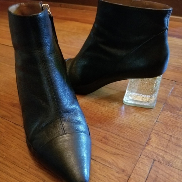 Zara Shoes - Zara Woman black leather booties, glitter heel